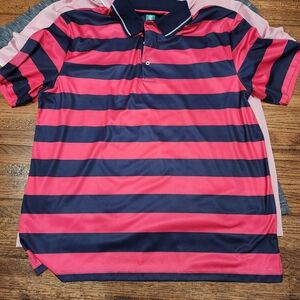 Classic Pink and Navy Striped Polo Shirt